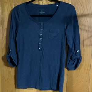 Half Way Buttoned Up Navy Shirt